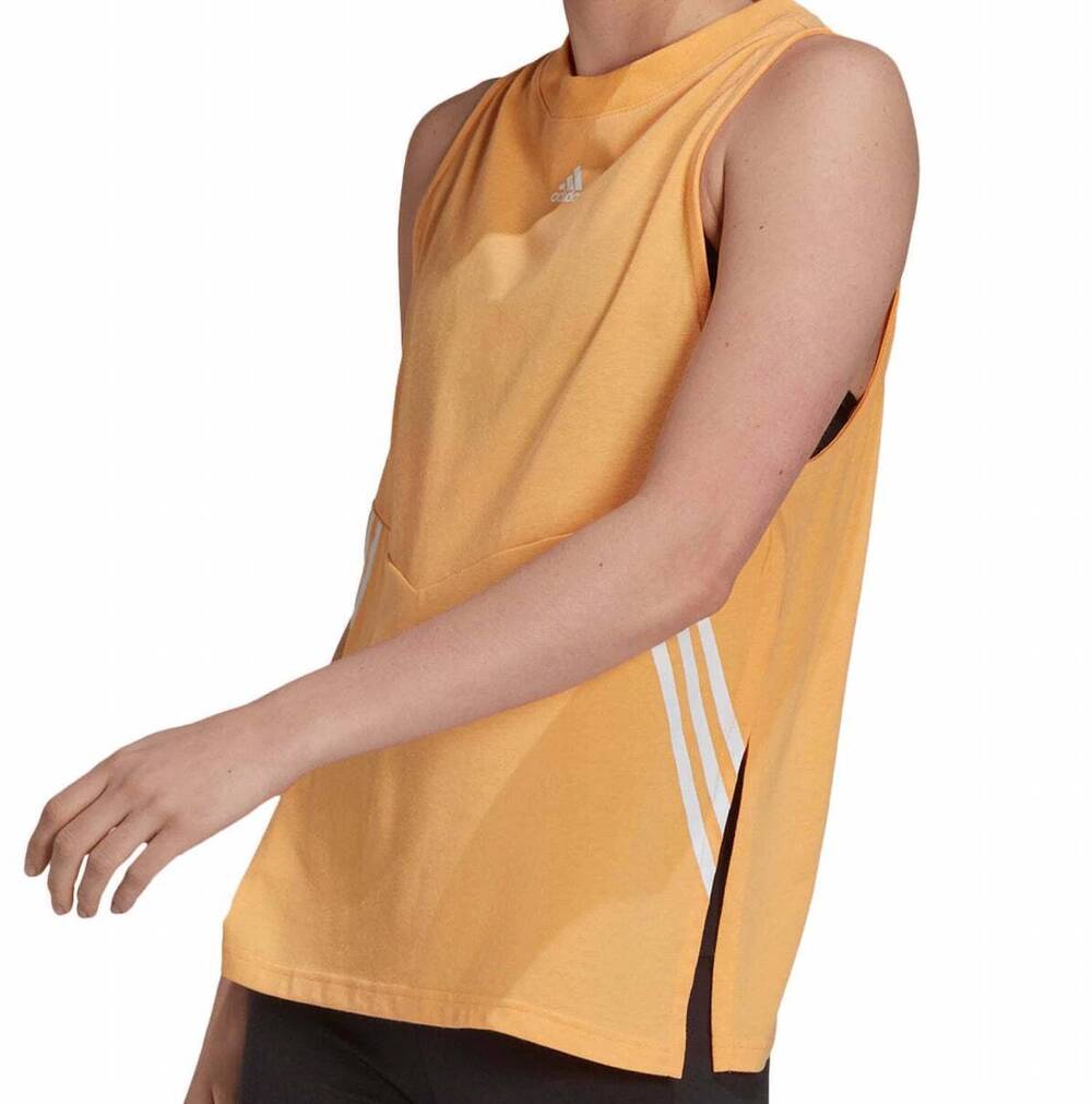 NEW ADIDAS sleeveless logo tank top in hazy orange